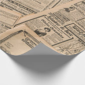 Newspaper pages with antique advertising. Vintage Geschenkpapier (Ecke)