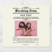 Newspaper Photo Maid of Honor or Bridesmaid Schaumweinetikett (Einzelnes Label)