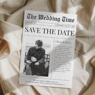 Newspaper Photo Wedding Announcement Save The Date Einladung