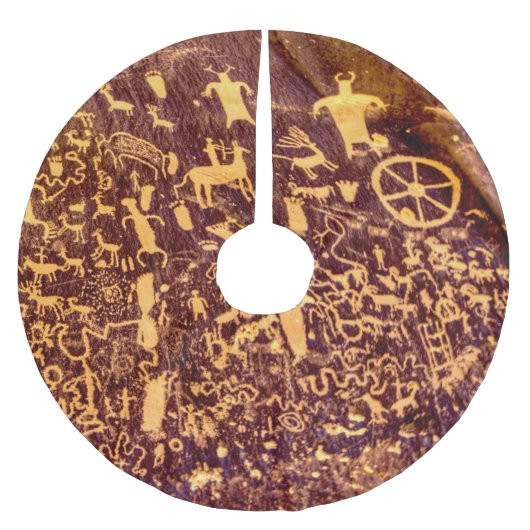 Newspaper Rock Amerikanische Ureinwohner Utah Polyester Weihnachtsbaumdecke (Vorderseite)