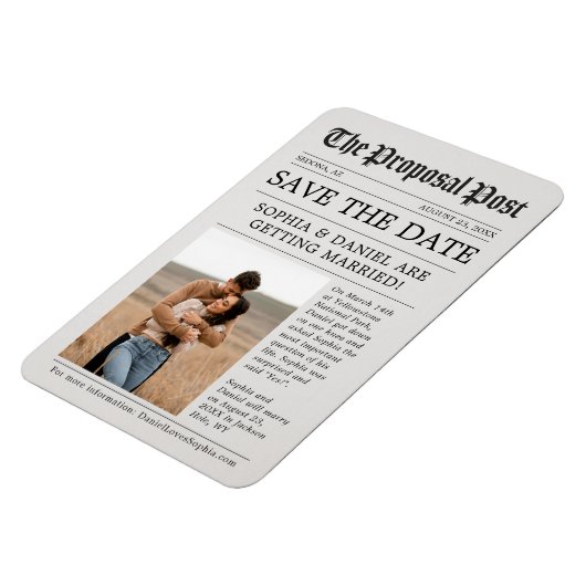 Newspaper Save The Date Magnet Photo (Linke Seite)