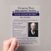 Newspaper Style Doctor Retirement Card | Custom Acryleinladungen (Insitu (Handheld))