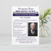 Newspaper Style Doctor Retirement Card | Custom Einladung (Stehend Vorderseite)
