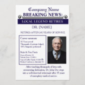 Newspaper Style Doctor Retirement Card | Custom Einladung (Vorderseite)