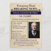 Newspaper Style Doctor Retirement Card | Custom Einladung (Vorderseite)