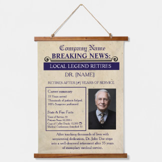 Newspaper Style Doctor Retirement Card | Custom Wandteppich Mit Holzrahmen