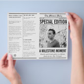 Newspaper Style Mitzvah Program Small Folded Paper Flyer (Hand)