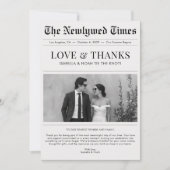 Newspaper Style Newlywed Wedding Thank You Dankeskarte (Vorderseite)