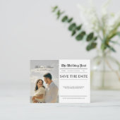 Newspaper Style Photo Wedding Save The Date  Begleitkarte (Stehend Vorderseite)