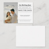 Newspaper Style Photo Wedding Save The Date  Begleitkarte (Vorne/Hinten)