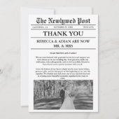 Newspaper Style Unique Photo Wedding Thank You  Einladung (Vorderseite)