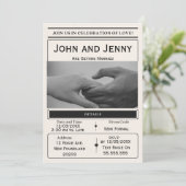 Newspaper-Style Wedding Invitation | Customisable  Einladung (Stehend Vorderseite)
