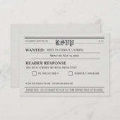 Newspaper-Style Wedding RSVP Response card (Vorne/Hinten)