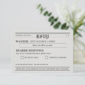 Newspaper-Style Wedding RSVP Response card Karte (Stehend Vorderseite)