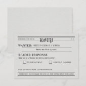 Newspaper-Style Wedding RSVP Response card Karte (Vorne/Hinten)