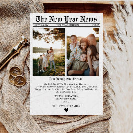 Newspaper Unique Fun Foto 2025 New Year Card Feiertagskarte