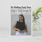 Newspaper Unique Fun Foto 21. Geburtstag Party Einladung (Stehend Vorderseite)