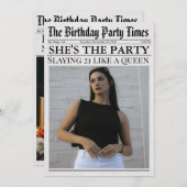 Newspaper Unique Fun Foto 21. Geburtstag Party Einladung (Vorne/Hinten)
