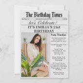 Newspaper Unique Fun Foto 21. Geburtstag Party Einladung (Vorderseite)