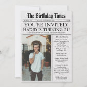 Newspaper Unique Fun Foto 21. Geburtstag Party Einladung (Vorderseite)