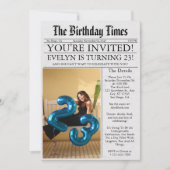 Newspaper Unique Fun Foto 23. Geburtstagsparty Einladung (Vorderseite)