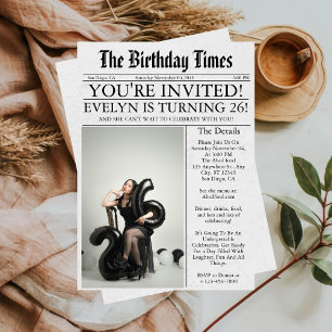 Newspaper Unique Fun Foto 26. Geburtstagsparty Einladung