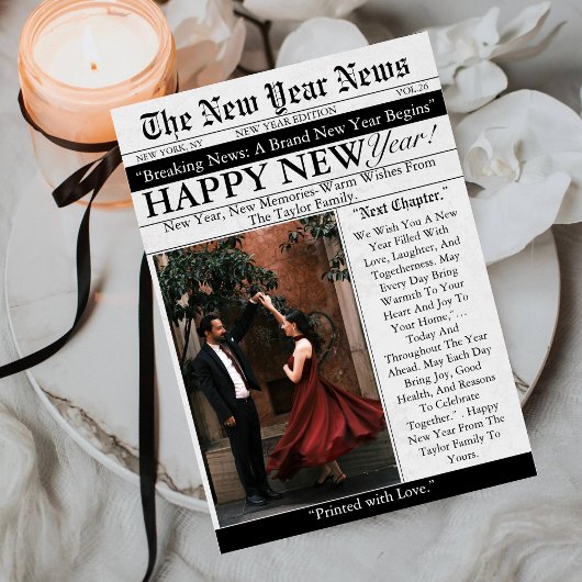 Newspaper Unique Fun Photo 2026 Happy New Year  Feiertagskarte