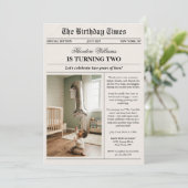 Newspaper Unique Fun Photo 2nd Birthday Party Einladung (Stehend Vorderseite)