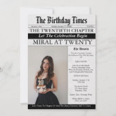 Newspaper Unique Fun Photo Girl 20th Birthday Einladung (Vorderseite)