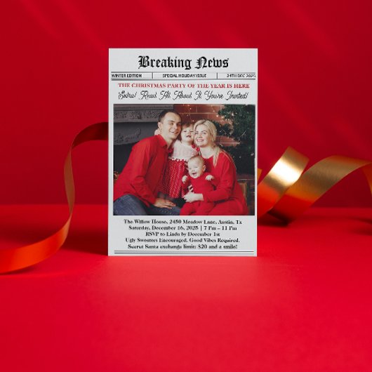 Newspaper Vintage Christmas Party Einladung