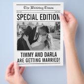 Newspaper Wedding Program Single Large Page Flyer (Hand)