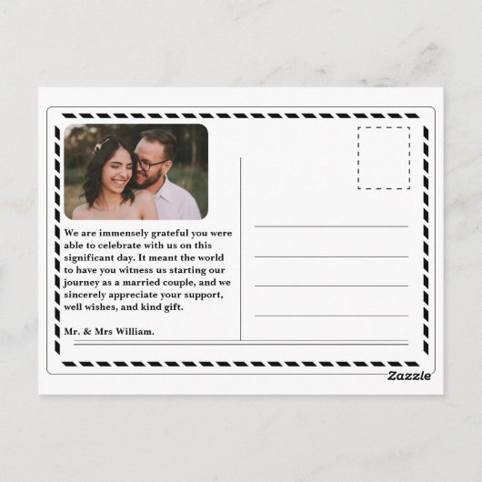 Newspaper Wedding Unique Modern Elegante Vielen Da Postkarte (Rückseite)