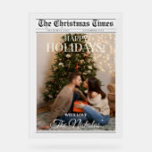 Newspaper What A Year Black White Photo Christmas Acrylschild (Vorderseite)