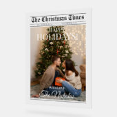 Newspaper What A Year Black White Photo Christmas Acrylschild (Winkel)