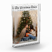 Newspaper What A Year Black White Photo Christmas Fotoblock (Links)