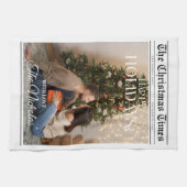 Newspaper What A Year Black White Photo Christmas Geschirrtuch (Horizontal)