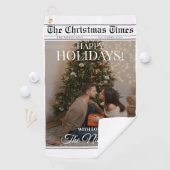 Newspaper What A Year Black White Photo Christmas Golfhandtuch (Insitu)