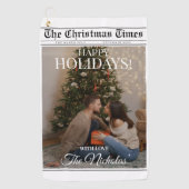 Newspaper What A Year Black White Photo Christmas Golfhandtuch (Vorderseite)