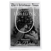 Newspaper What A Year Black White Photo Christmas Mittlere Geschenktüte (Vorderseite)