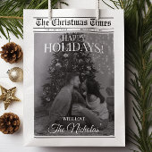 Newspaper What A Year Black White Photo Christmas Mittlere Geschenktüte
