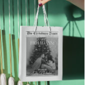 Newspaper What A Year Black White Photo Christmas Mittlere Geschenktüte