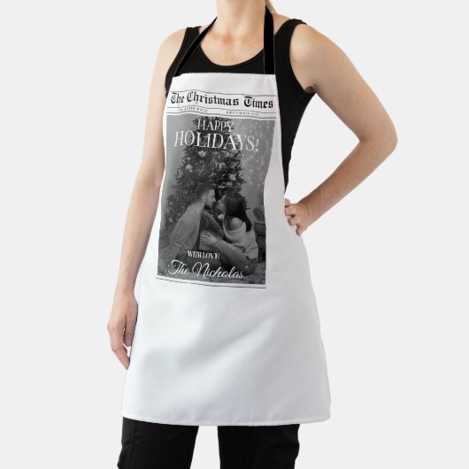 Newspaper What A Year Black White Photo Christmas Schürze (InSitu)