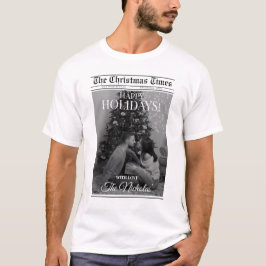 Newspaper What A Year Black White Photo Christmas T-Shirt