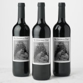 Newspaper What A Year Black White Photo Christmas Weinetikett (Flaschen)