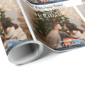 Newspaper What A Year Holiday Photo Christmas Geschenkpapier (Rolleneckpunkt)