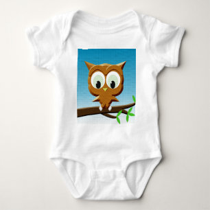 Newsprint Cartoon Owl Baby Strampler