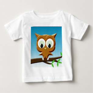 Newsprint Cartoon Owl Baby T-shirt