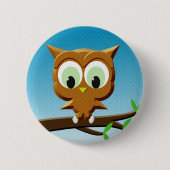 Newsprint Cartoon Owl Button (Vorderseite)