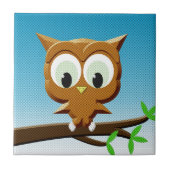 Newsprint Cartoon Owl Fliese (Vorderseite)