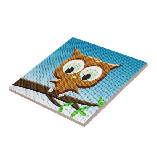 Newsprint Cartoon Owl Fliese (Seite)